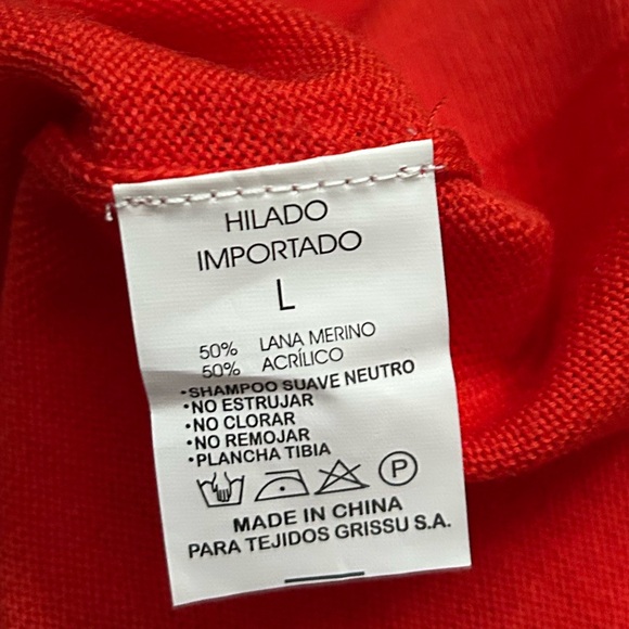 Cachemiras SS Wool Blend Pull Over Long sleeve Orange Sweater Size L - Picture 8 of 11